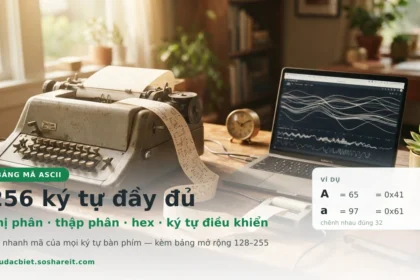 Bảng mã ASCII 256 ký tự nhị phân thập phân hex