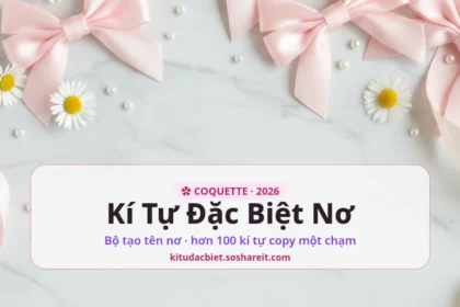 Kí tự đặc biệt nơ coquette với ruy băng hồng tại kitudacbiet