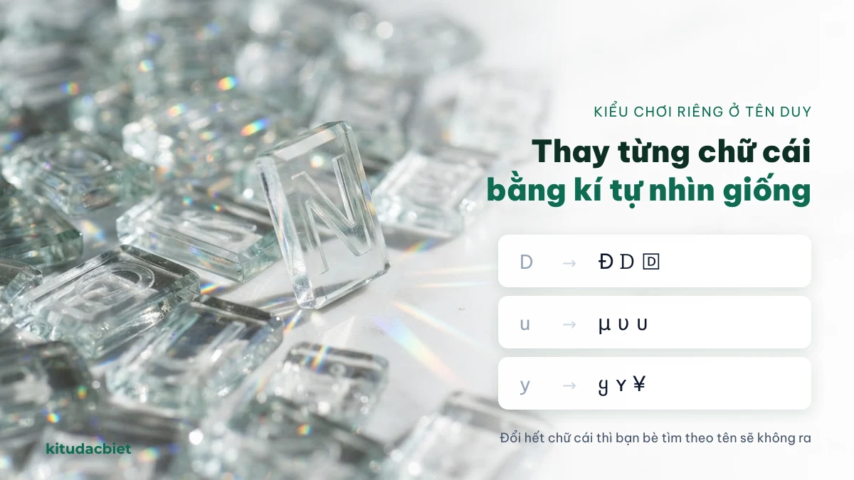 Cách thay chữ cái bằng kí tự nhìn giống trong nick Duy