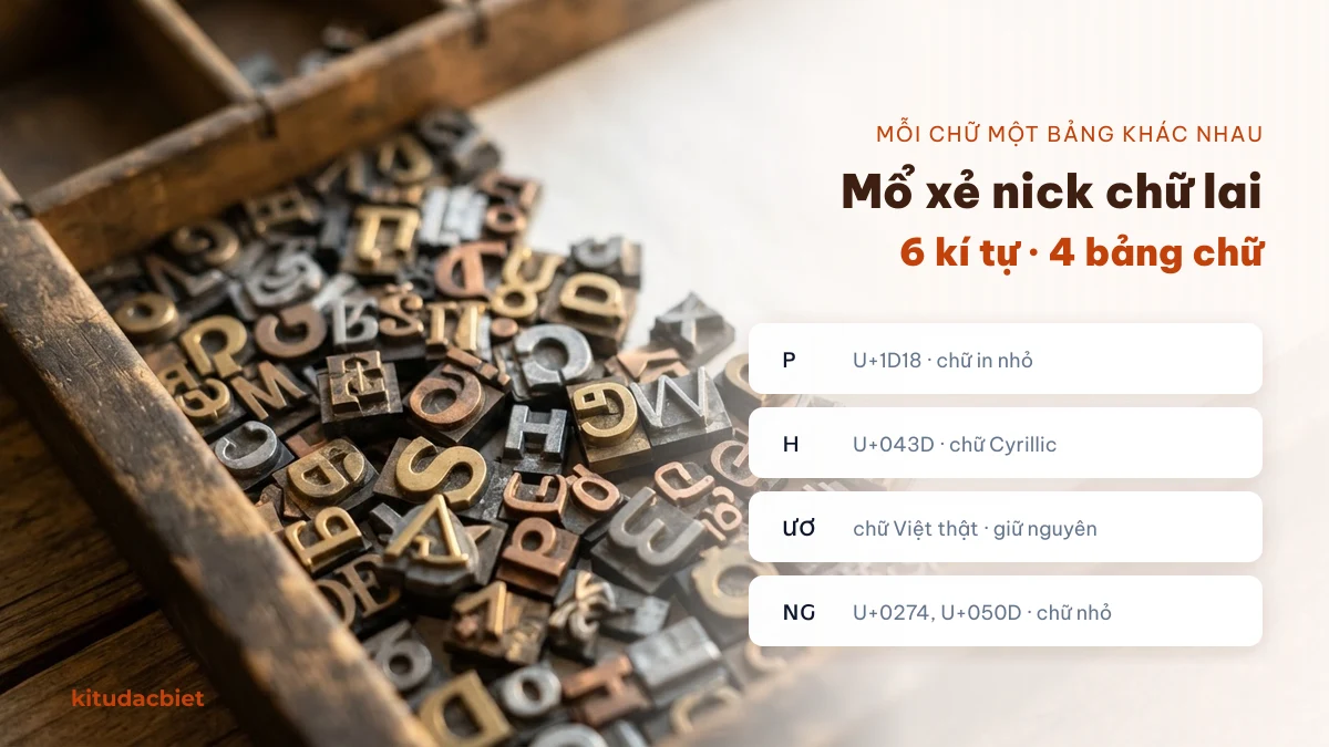 Mổ xẻ nick chữ lai của tên Phương theo từng mã Unicode
