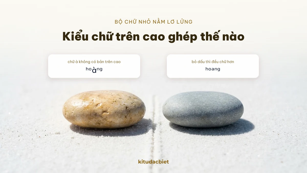 Cách ghép kiểu chữ trên cao cho tên Hoàng