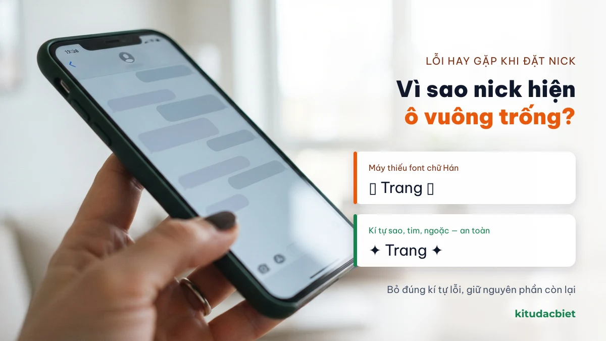 Nick tên Trang hiện ô vuông trống do thiếu font trên máy