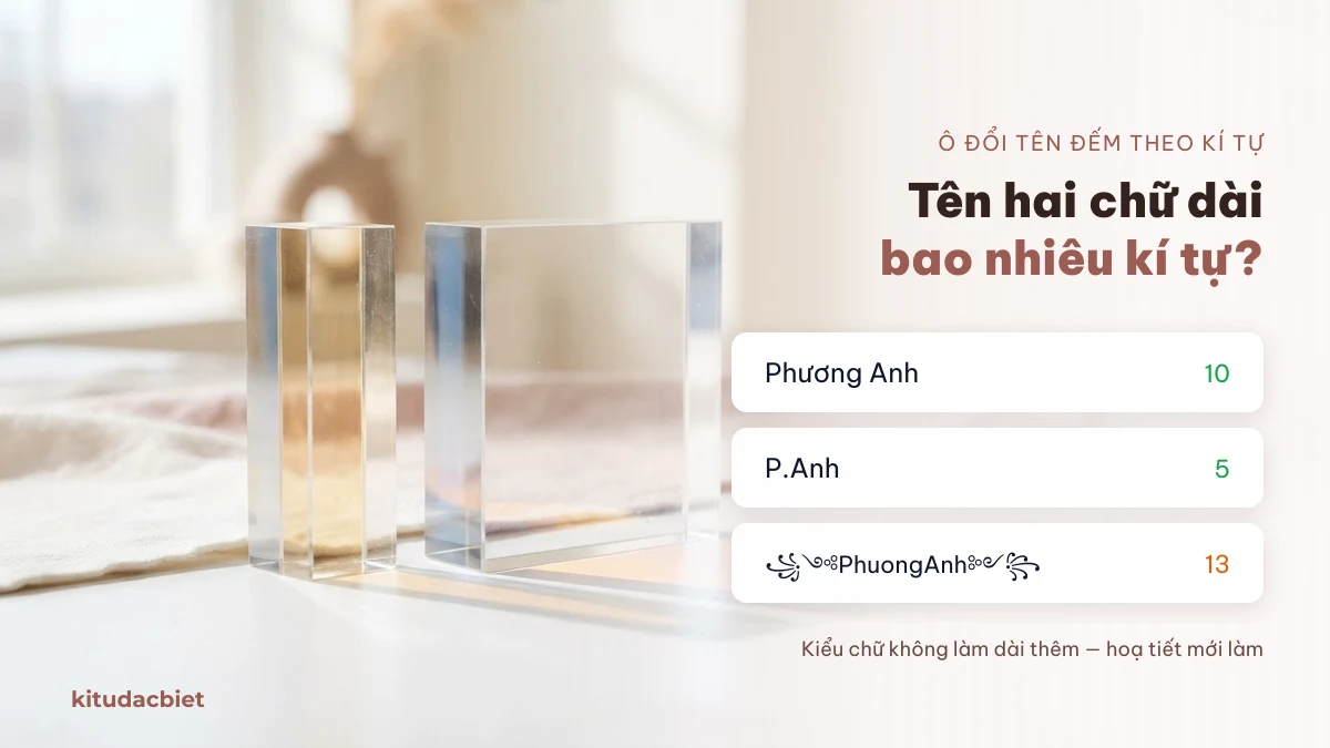 Bảng đo độ dài các cách viết tên Phương Anh