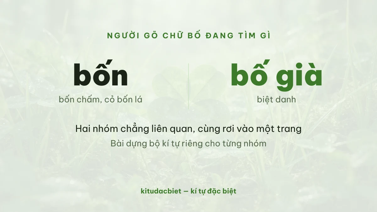 Hai nhóm tìm kiếm bốn chấm và bố già cùng rơi vào một trang