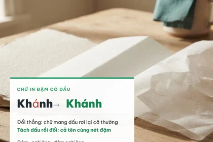Chữ in đậm có dấu tiếng Việt: đổi thẳng thì chữ mang dấu rơi lại cỡ thường