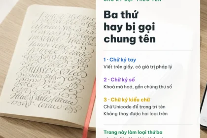 Ba loại chữ ký hay bị gọi chung tên: chữ ký tay, chữ ký số và chữ ký kiểu chữ Unicode