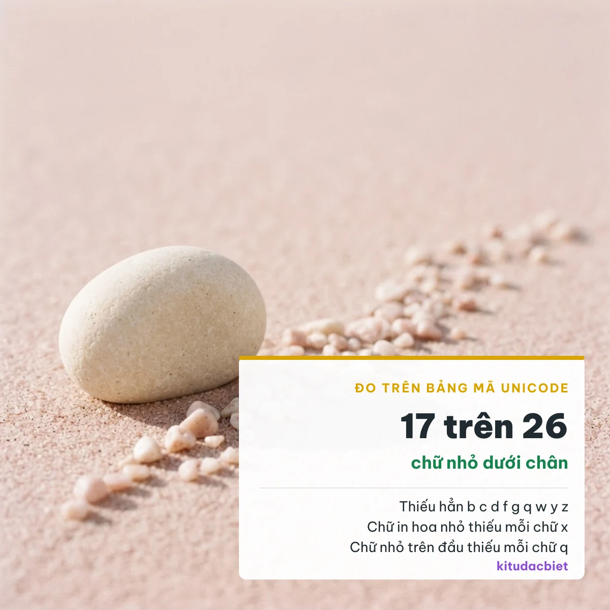 Chữ nhỏ dưới chân thiếu 9 chữ Chữ nhỏ dưới chân chỉ có 17 trên 26 chữ trong bảng mã Unicode