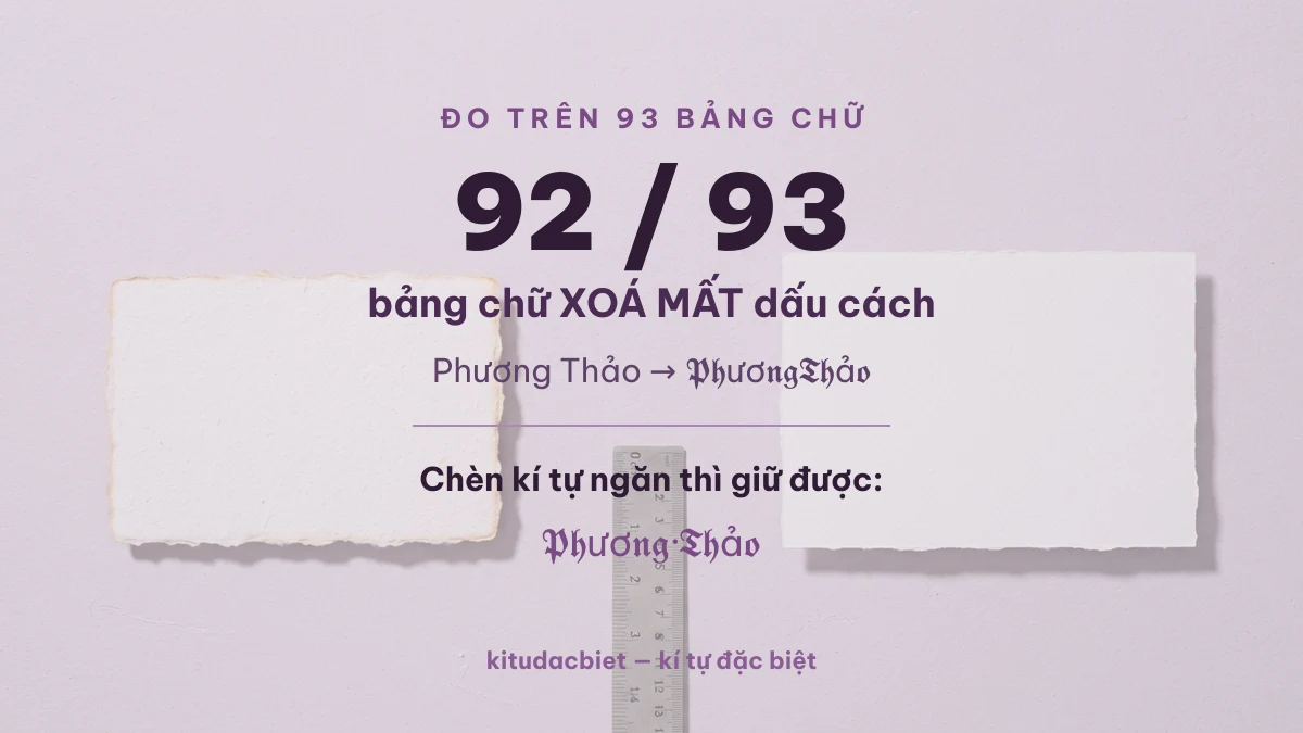 92 trên 93 bảng chữ xoá mất dấu cách giữa hai chữ Phương Thảo