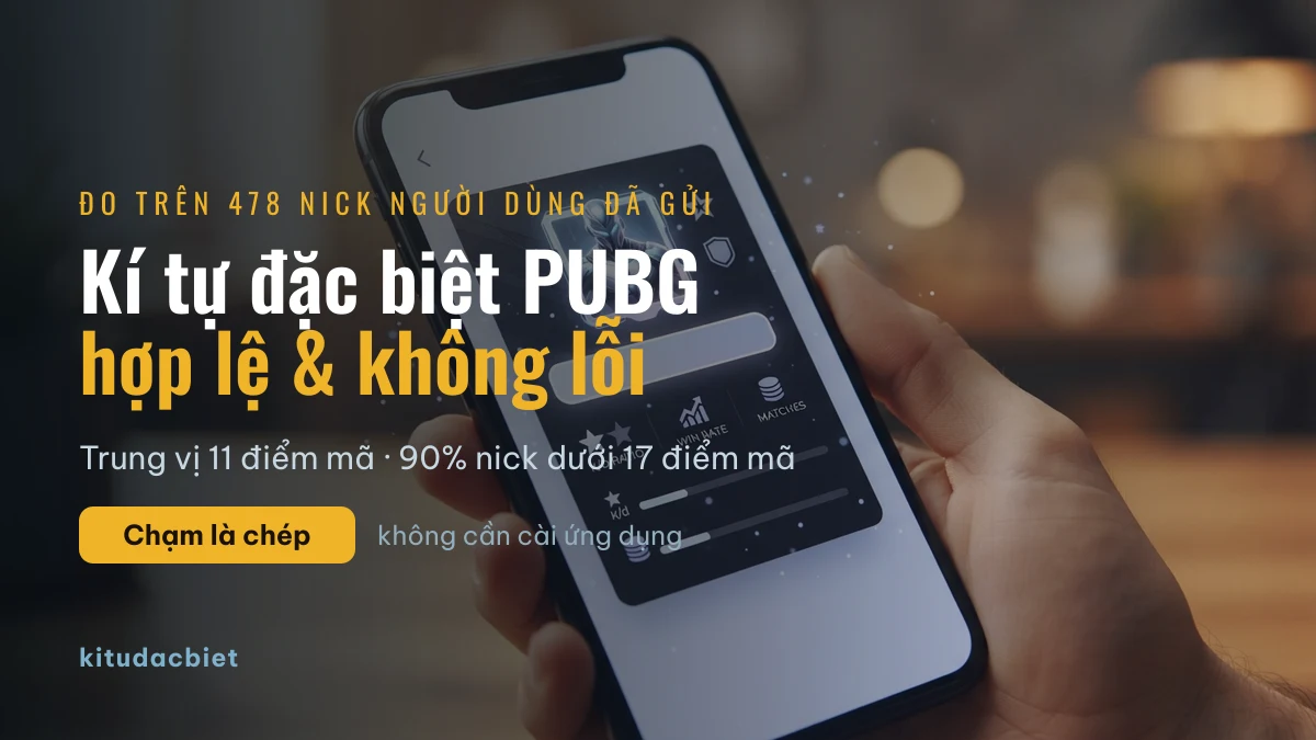 Kí tự đặc biệt PUBG hợp lệ hiển thị trên màn hình hồ sơ người chơi