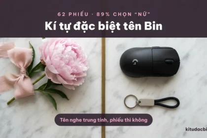 Kí tự đặc biệt tên Bin với bố cục chia đôi hồng và xanh