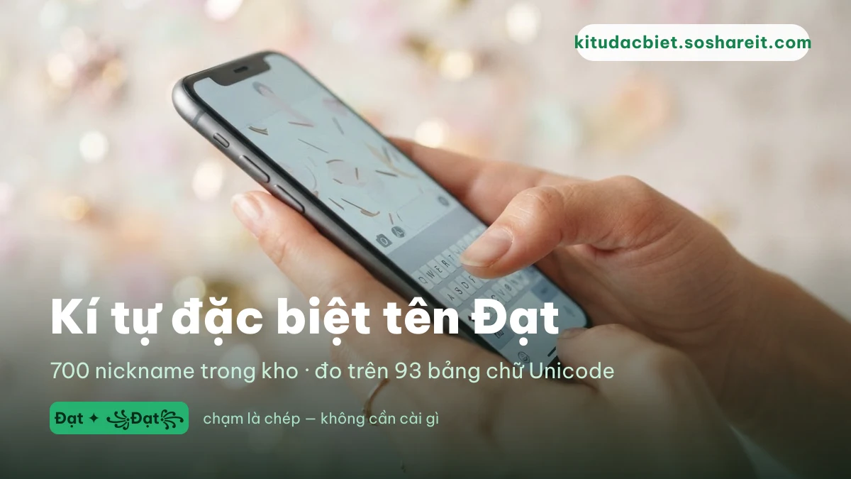 Kí tự đặc biệt tên Đạt hiển thị trên màn hình điện thoại