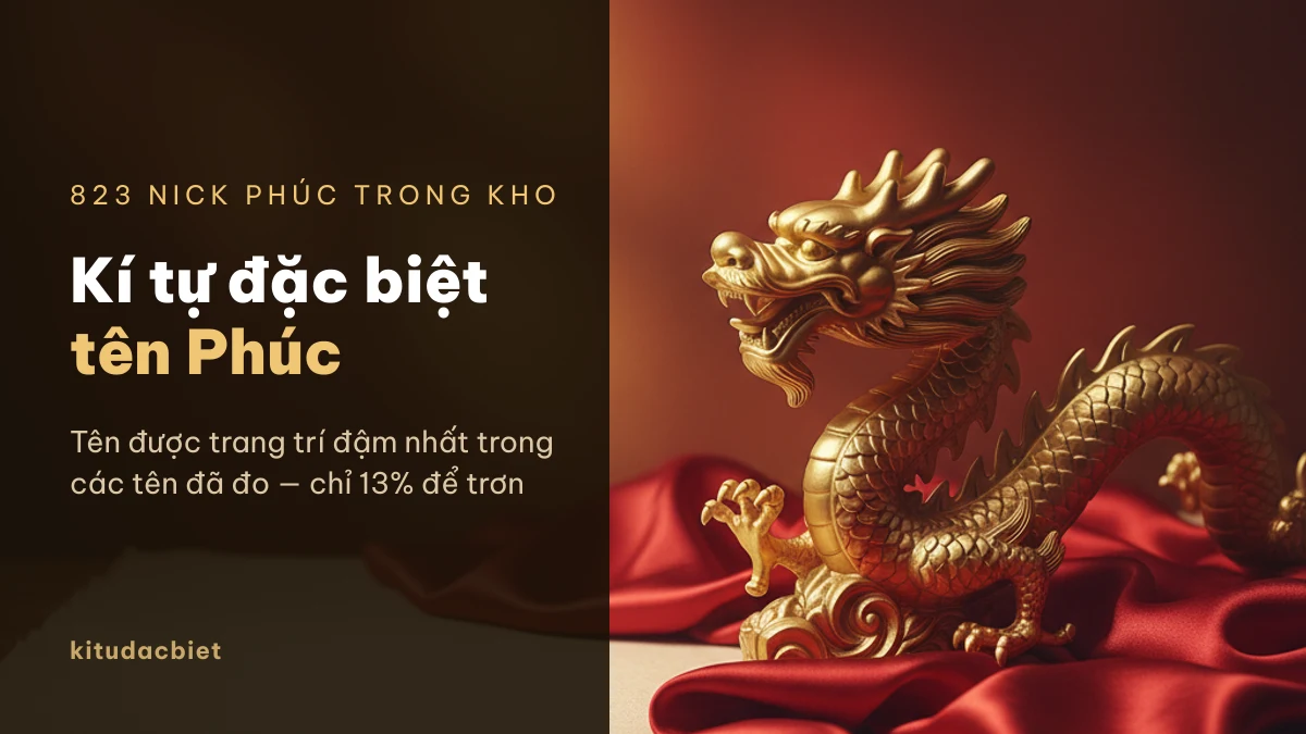 Kí tự đặc biệt tên Phúc với trang trí vàng kim