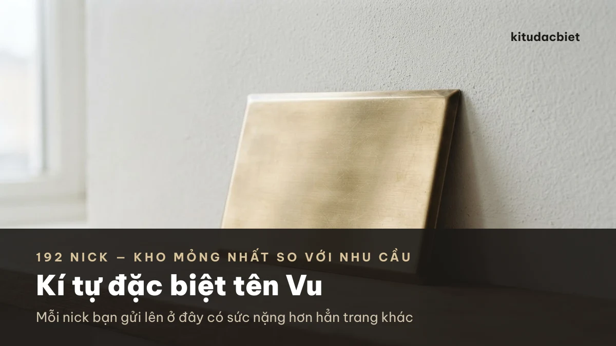 Kí tự đặc biệt tên Vu trên bảng tên bằng đồng