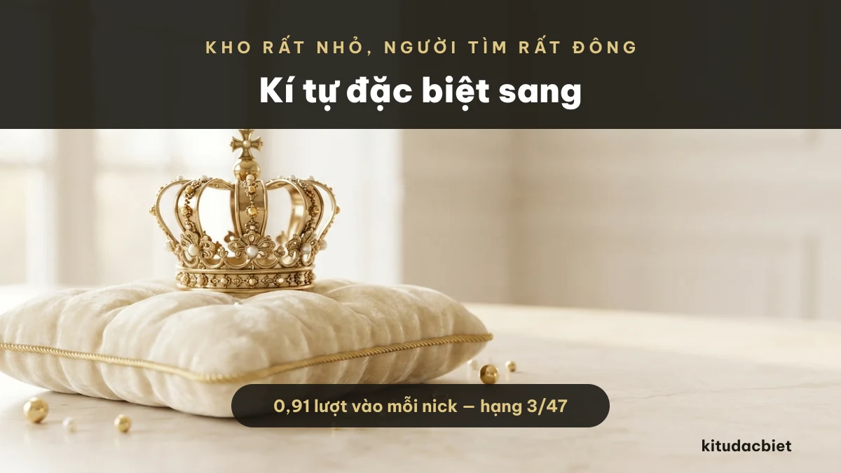 Kí tự sang chảnh vương miện kim cương trên nền vàng