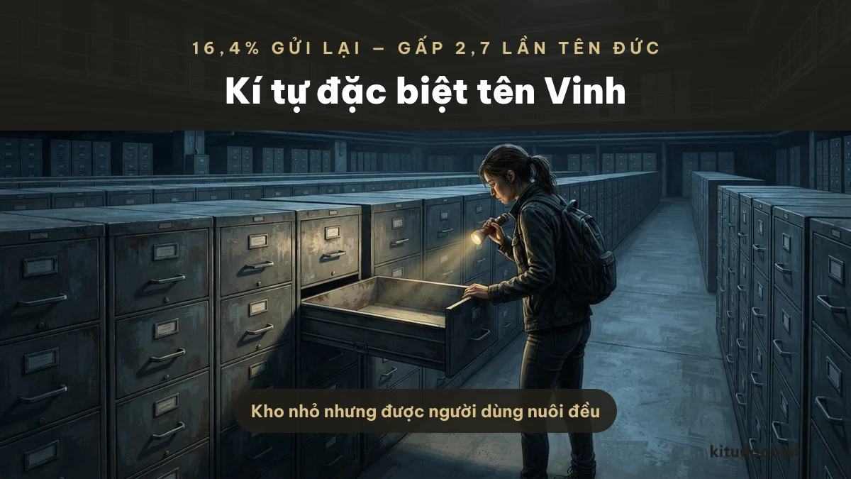 Kí tự đặc biệt tên Vinh bên dãy ngăn kéo lưu trữ