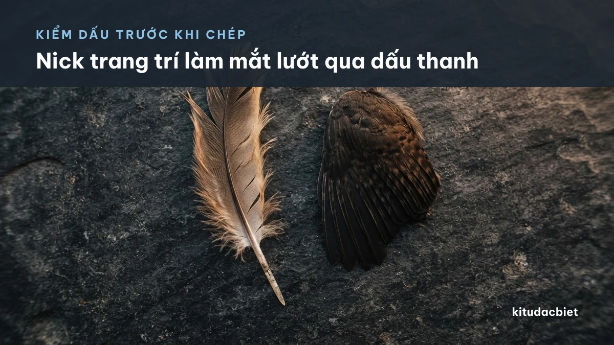 Nick trang trí làm mắt lướt qua dấu thanh của tên