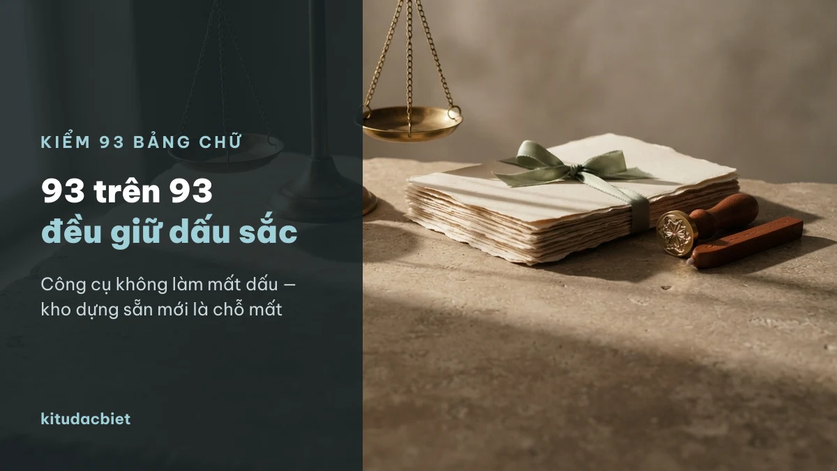Kiểm 93 bảng chữ, tất cả đều giữ nguyên dấu sắc của Khánh