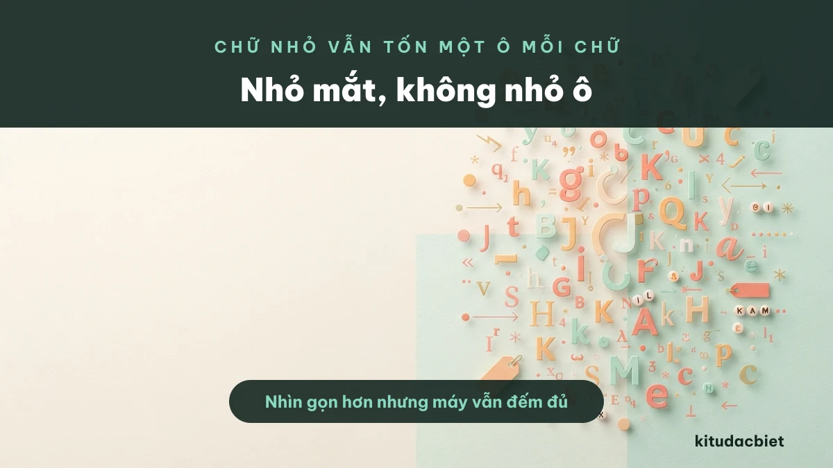 Chữ nhỏ nhìn gọn hơn nhưng máy vẫn đếm đủ số ô