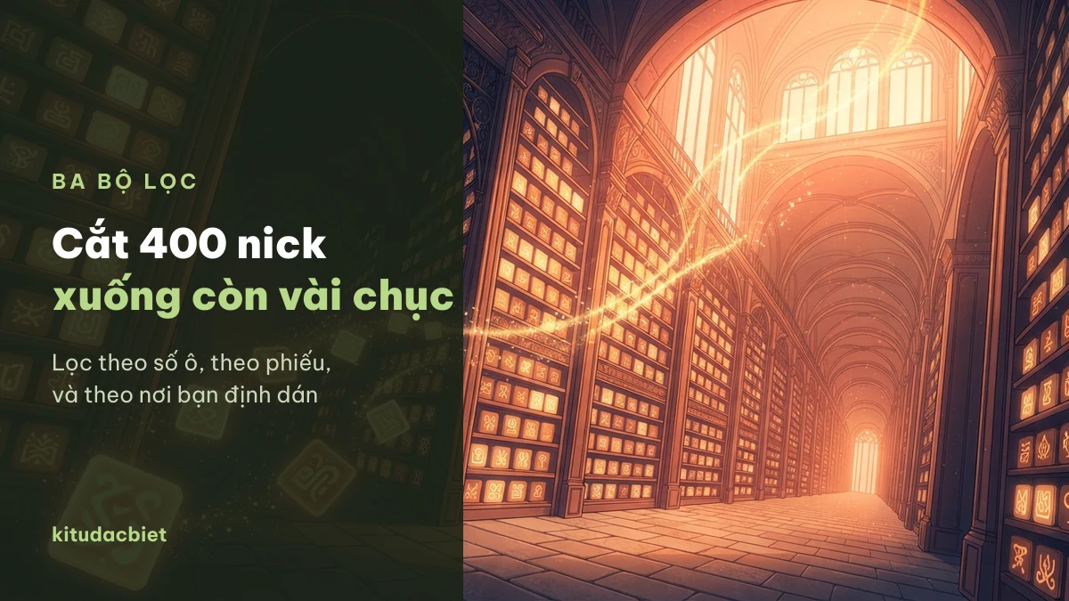 Lọc theo số ô theo phiếu và theo nơi định dán