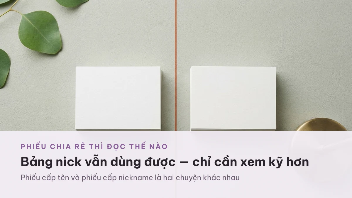 Phiếu cấp tên và phiếu cấp nickname là hai chuyện khác nhau