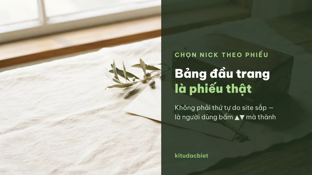 Bảng xếp hạng nick Tuấn dựa trên phiếu thật của người dùng