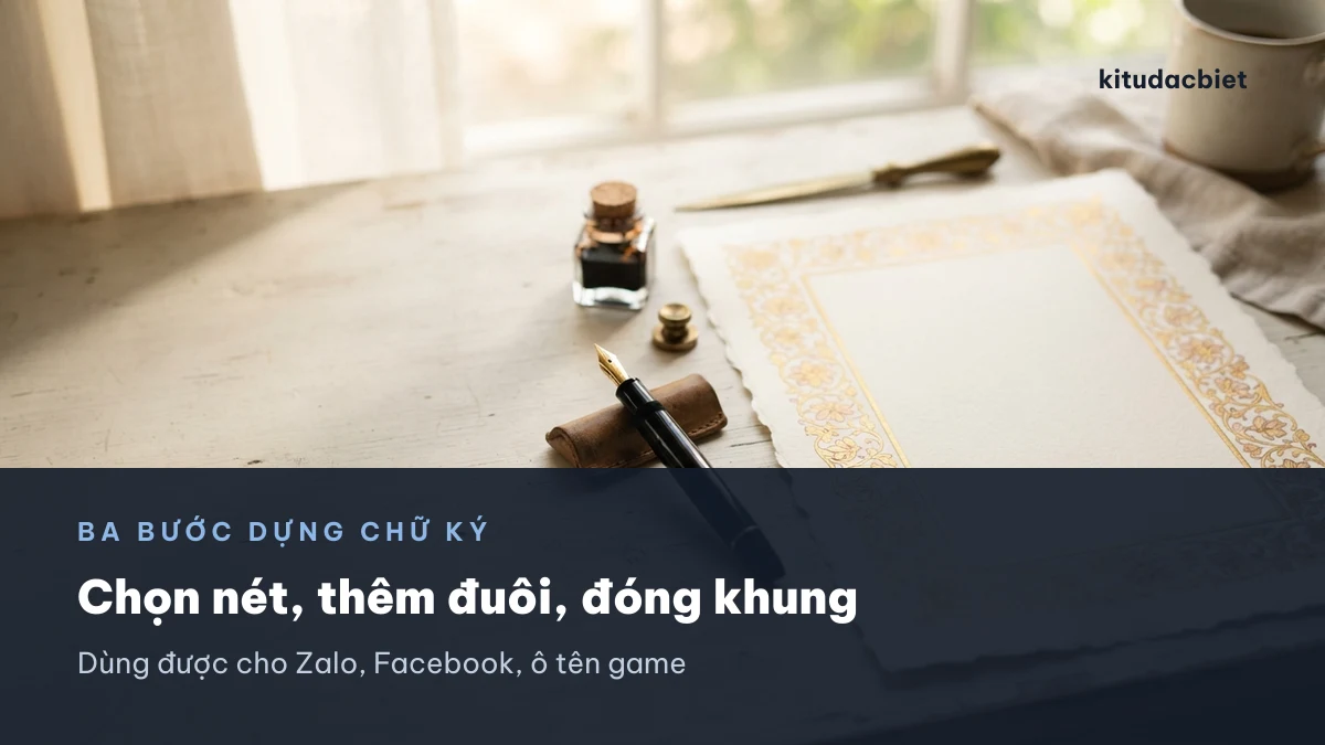 Chọn nét, thêm đuôi, đóng khung để dựng chữ ký tên Vân